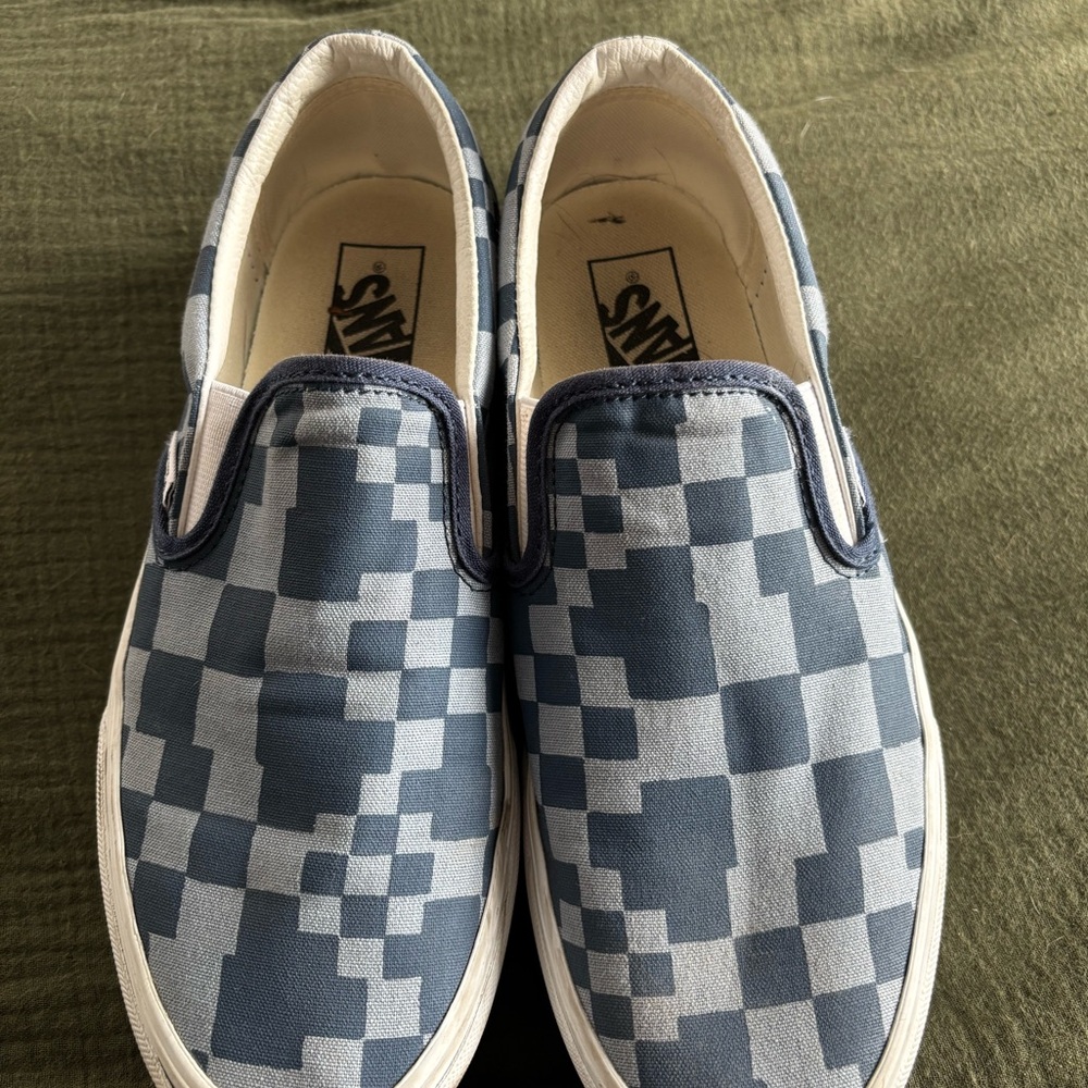 Vans Blue and Light Blue Canvas Platform Sneakers with Waffle Sole